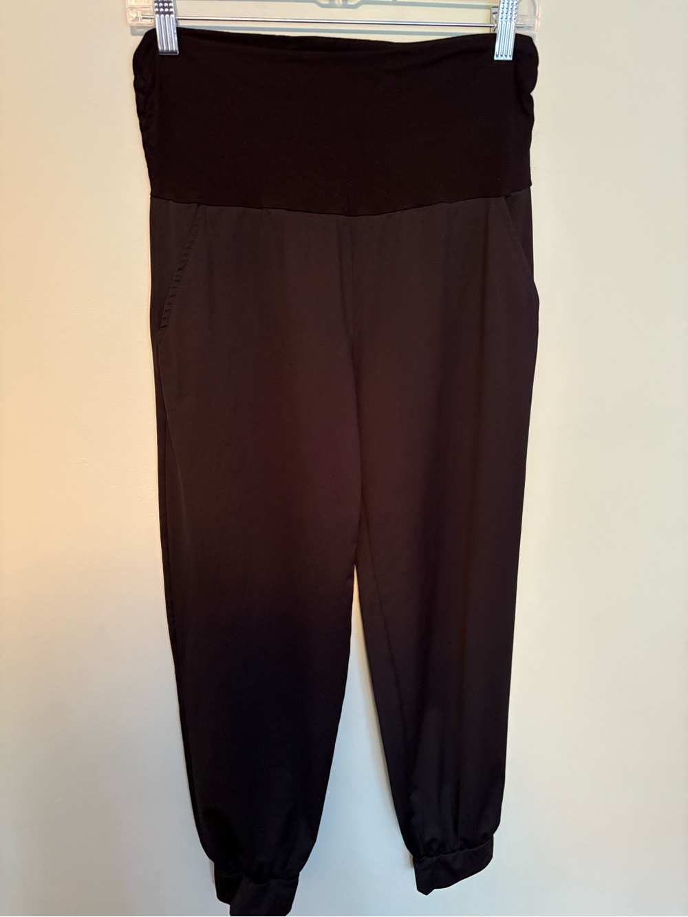 Everyday Black Maternity Jogger Pants with Fold-Over Waist